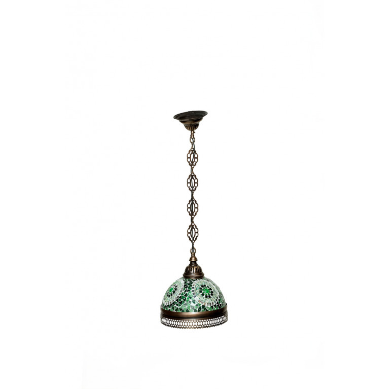 Hanging green lamp, 70 cm, mosaic glass, diameter 22 cm